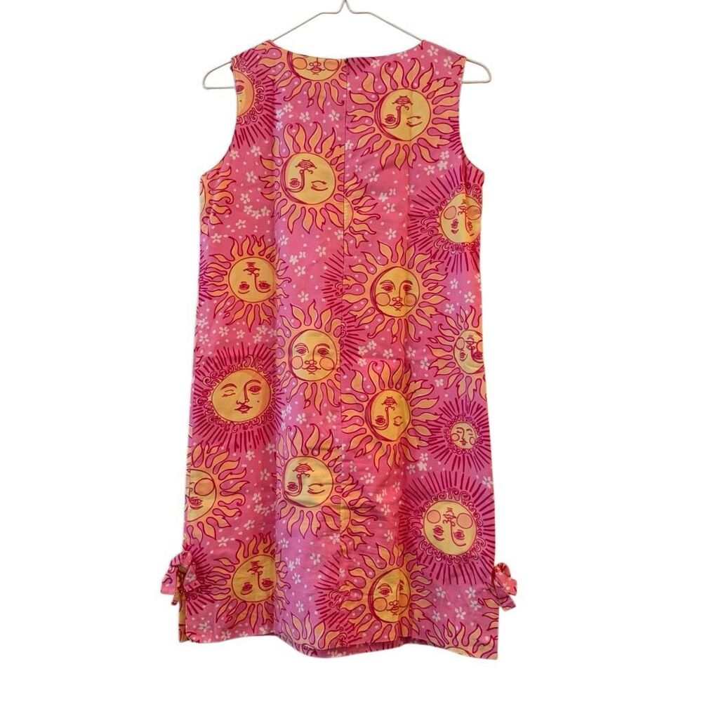 Vintage Lilly Pulitzer Sun Face Print Sleeveless Shift Dress Pink Yellow Size 2 - Picture 2 of 5